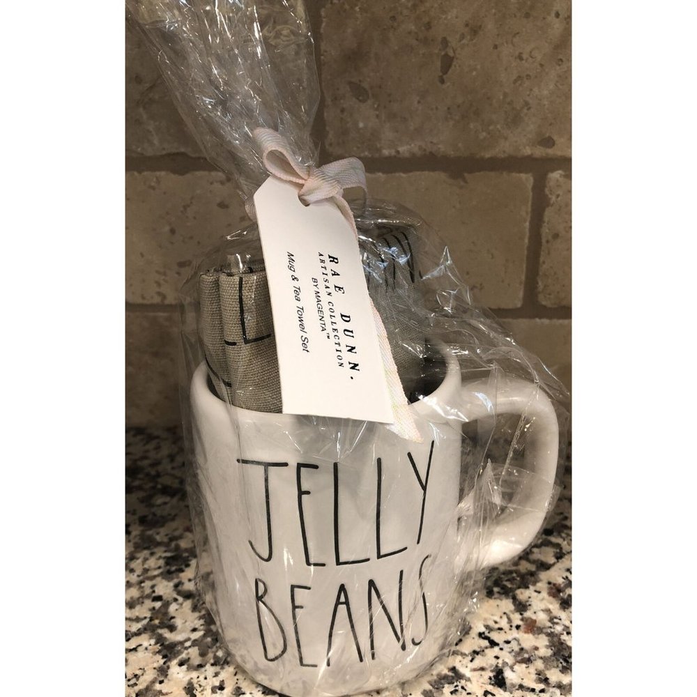 New Sealed Rae Dunn JELLY BEANS‎ mug and tea towel